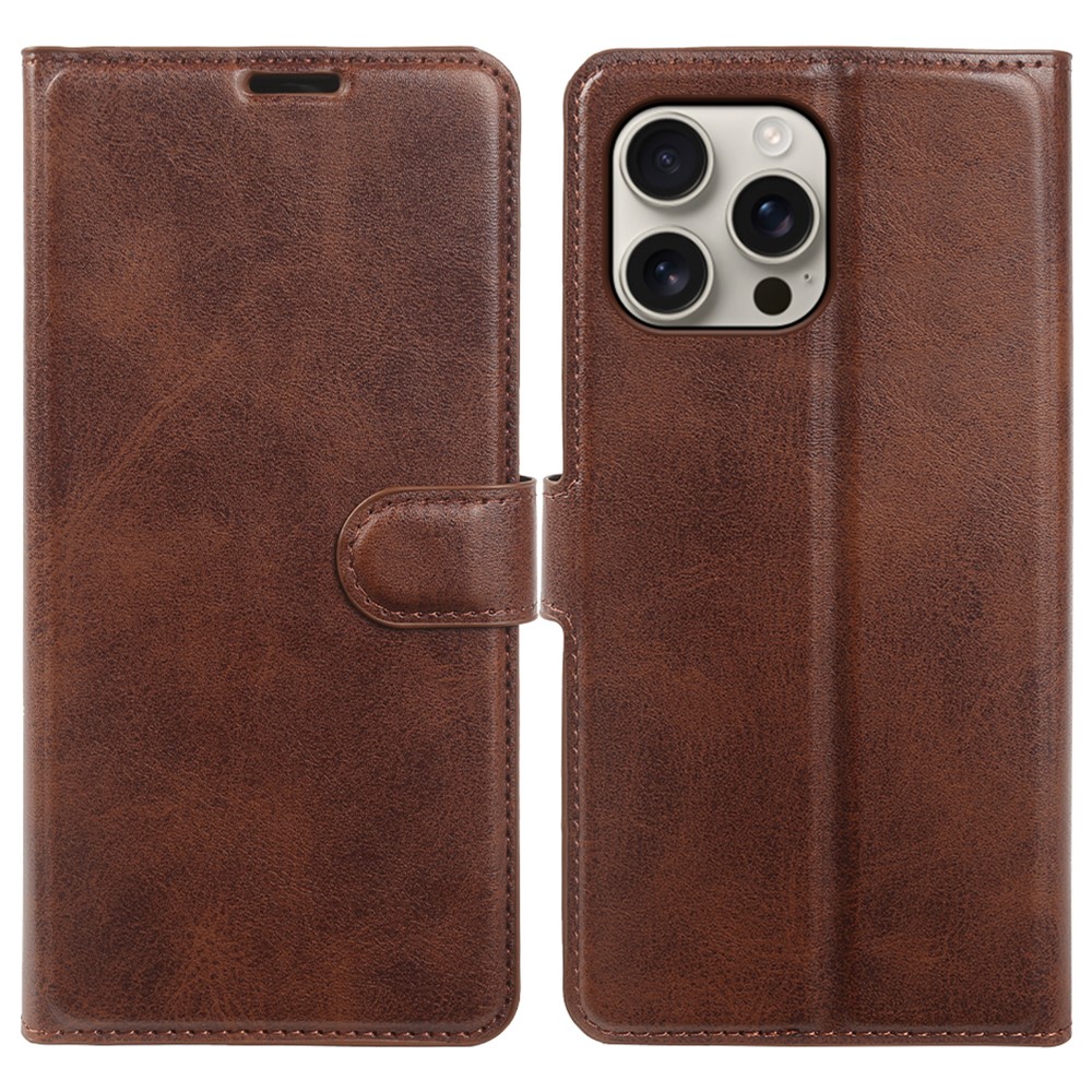 iPhone 16 Pro Max - Vintage læder cover / pung - Mørk brun