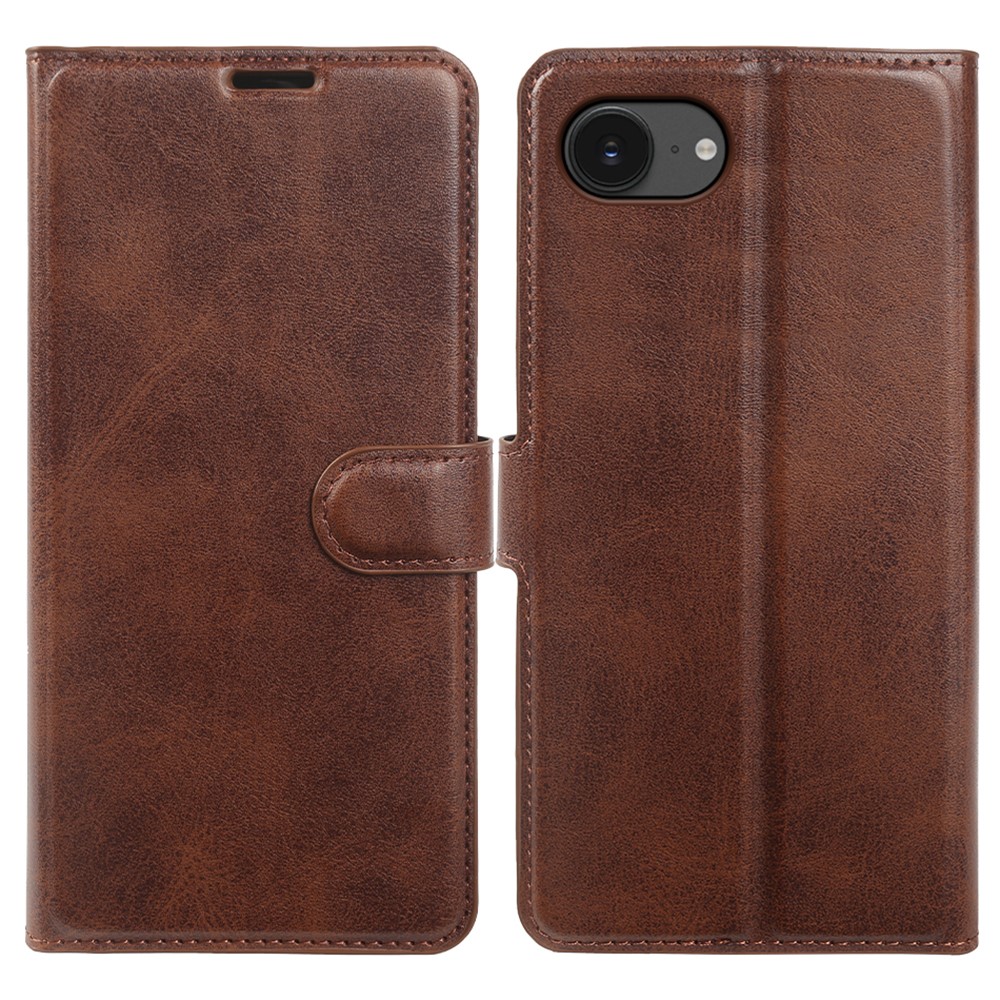 iPhone 17e / 16e - Vintage læder cover / pung - Mørk brun