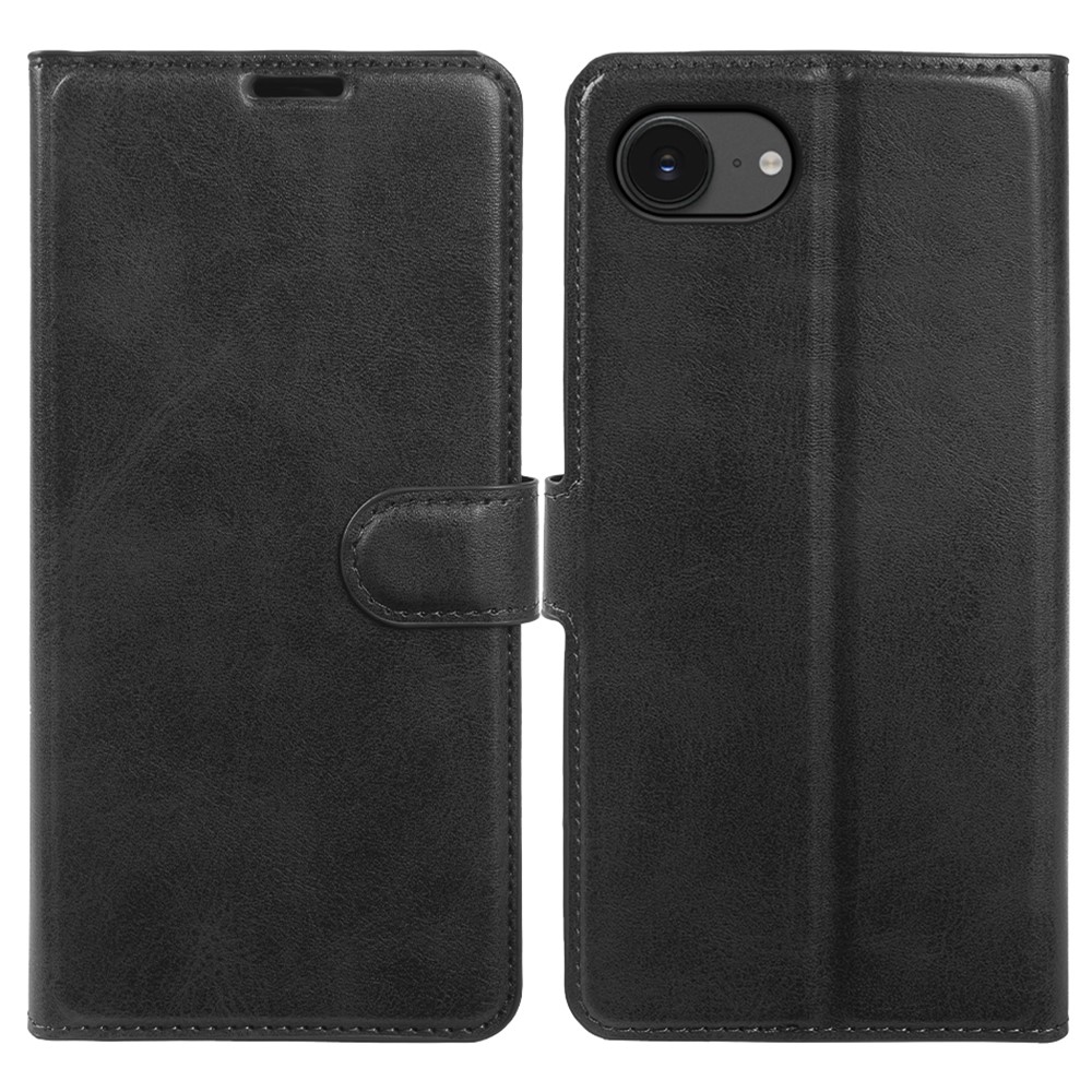 iPhone 17e / 16e - Vintage læder cover / pung - Sort