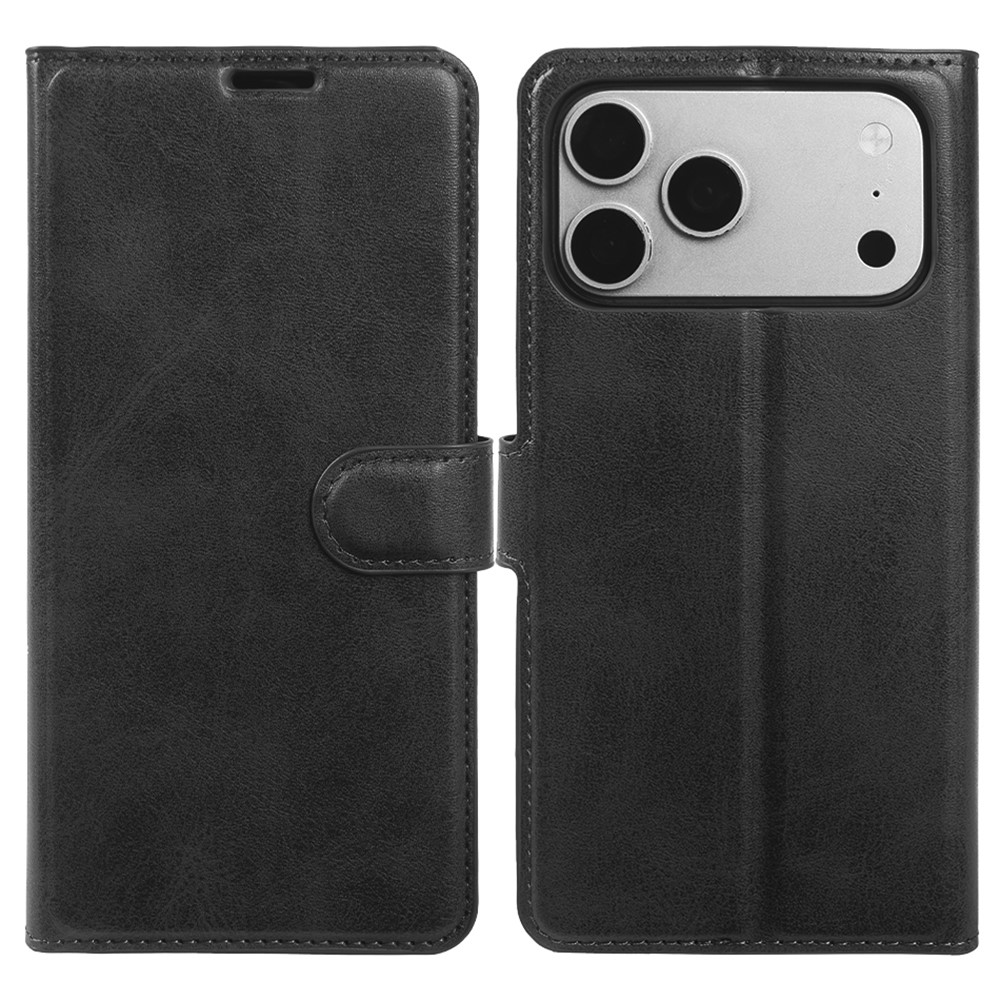 iPhone 17 Pro Max - Vintage læder cover / pung - Sort