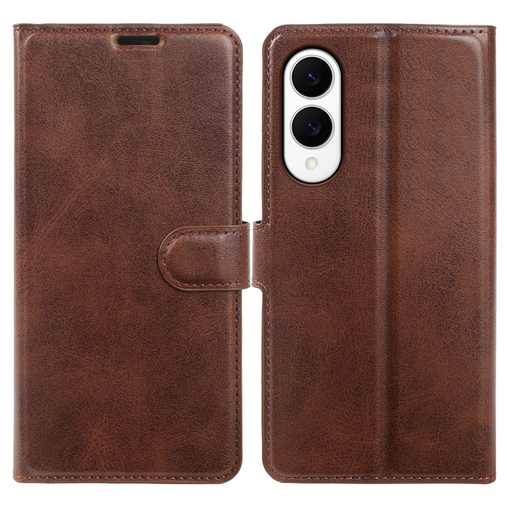 Samsung Galaxy S25 Edge - Vintage læder cover / pung - Mørk brun