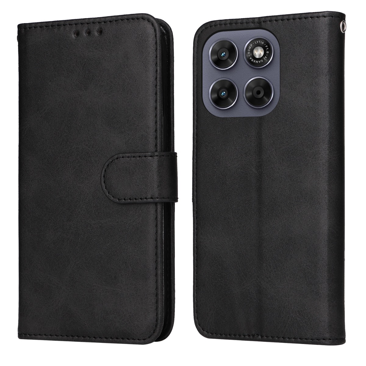 Motorola Moto G77 5G / G67 5G - Læder cover / pung - Sort