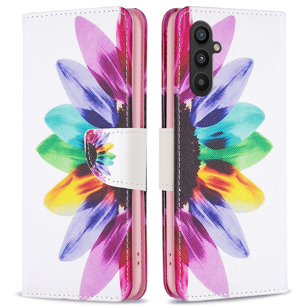 Samsung Galaxy A34 5G - Læder cover / pung - Printet design - Mælkebøtte