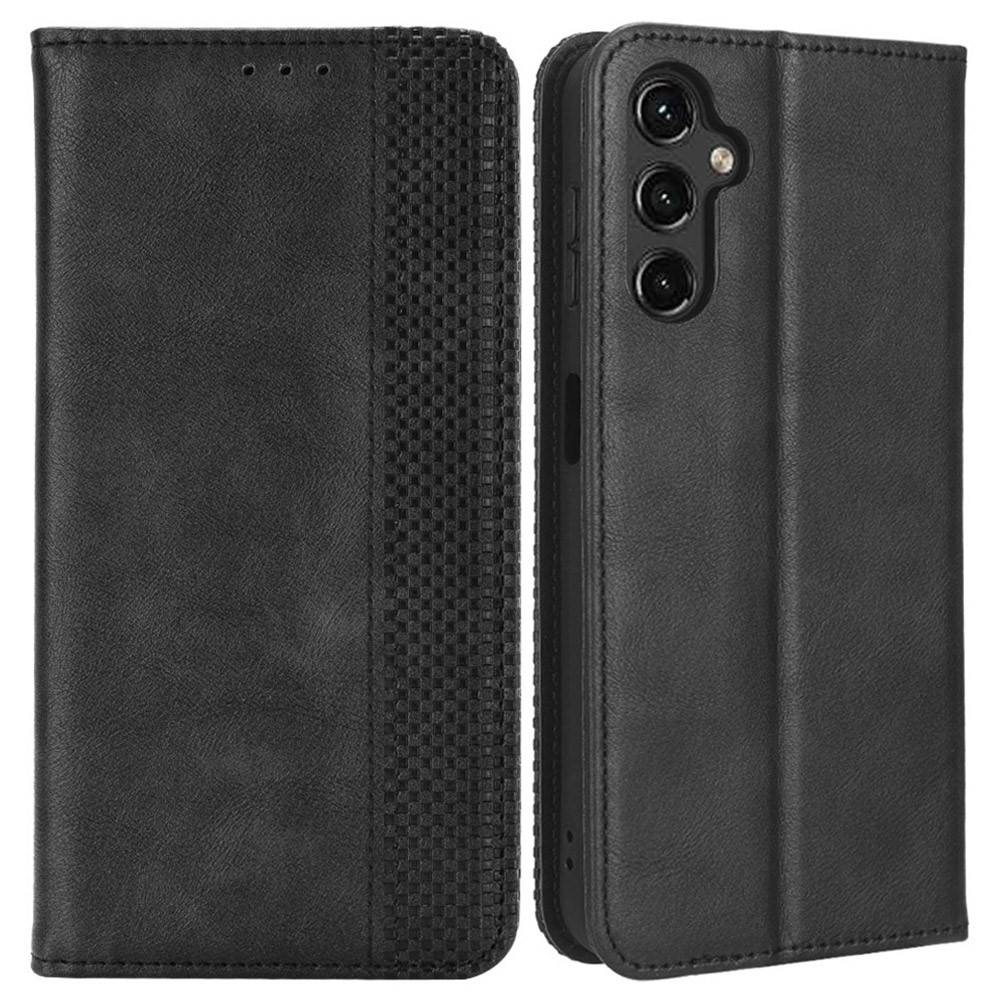 Samsung Galaxy A14 5G - Vintage læder cover / pung - Sort