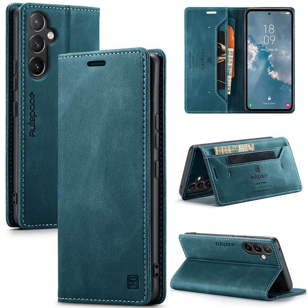 Samsung Galaxy A54 5G - AUTSPACE læder cover - RFID sikkerhed - Blå