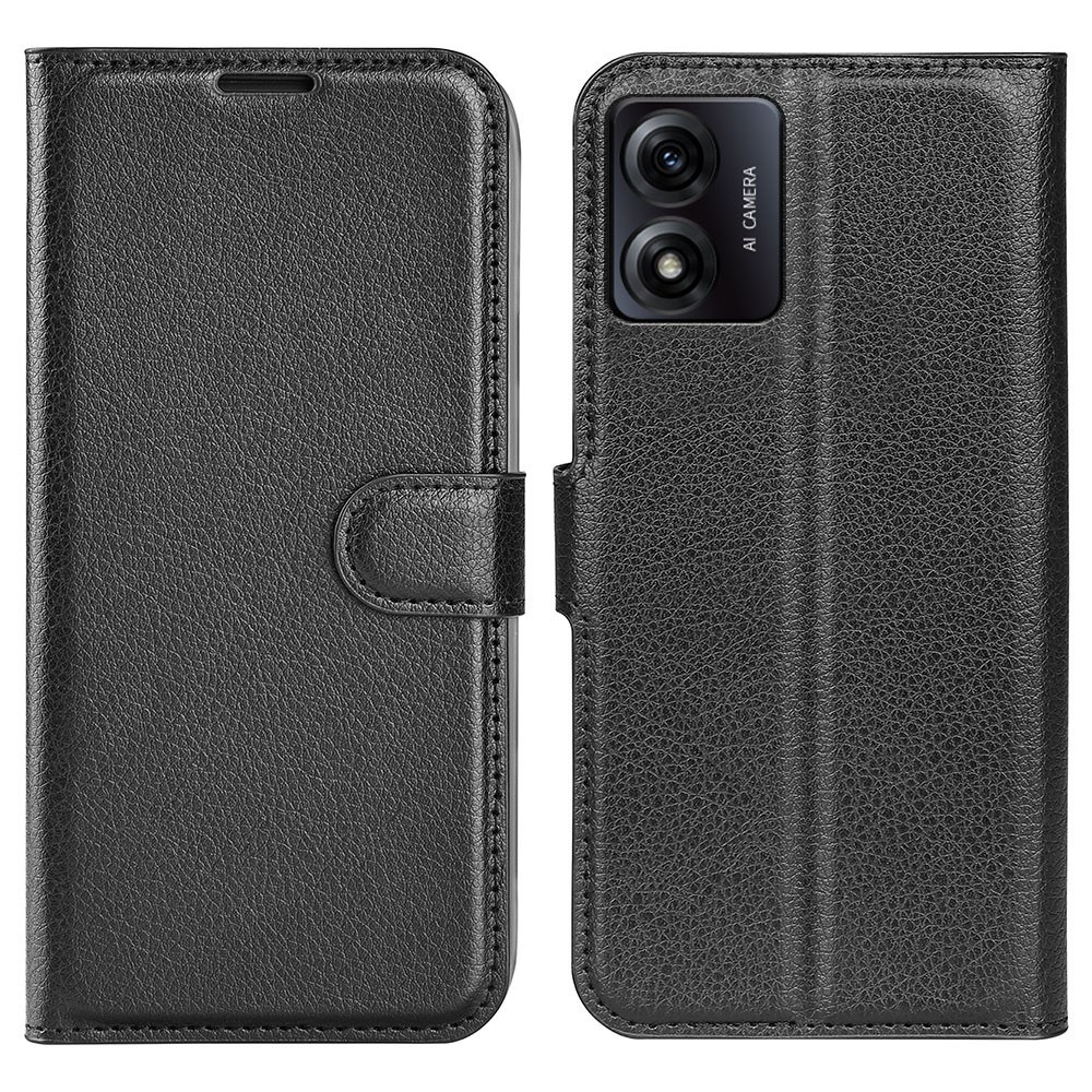 Motorola Moto E13 4G - Læder cover / pung - Sort
