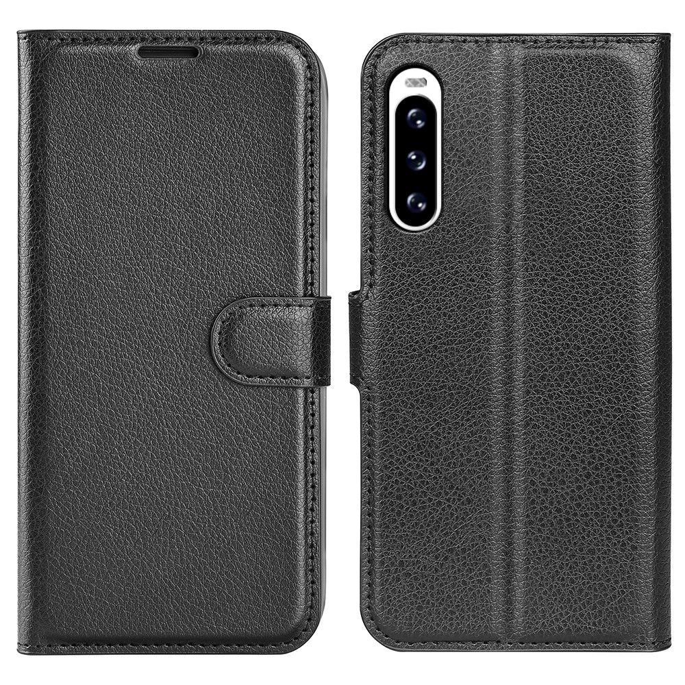 Sony Xperia 10 V - Læder cover / pung - Sort