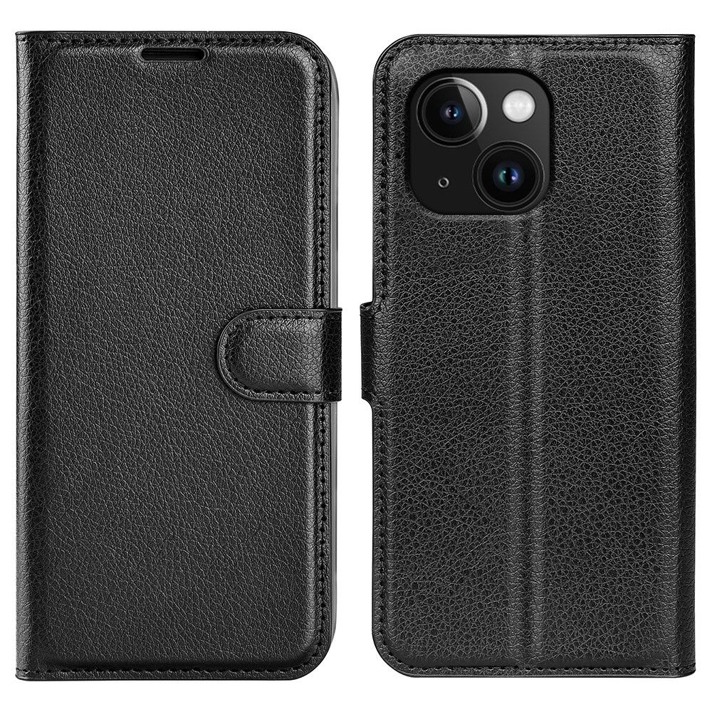 iPhone 15 Plus - Læder cover / pung - Sort