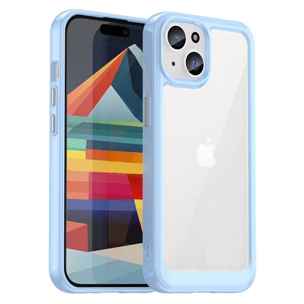 iPhone 15 - Clear shockproof Hybrid cover - Blå