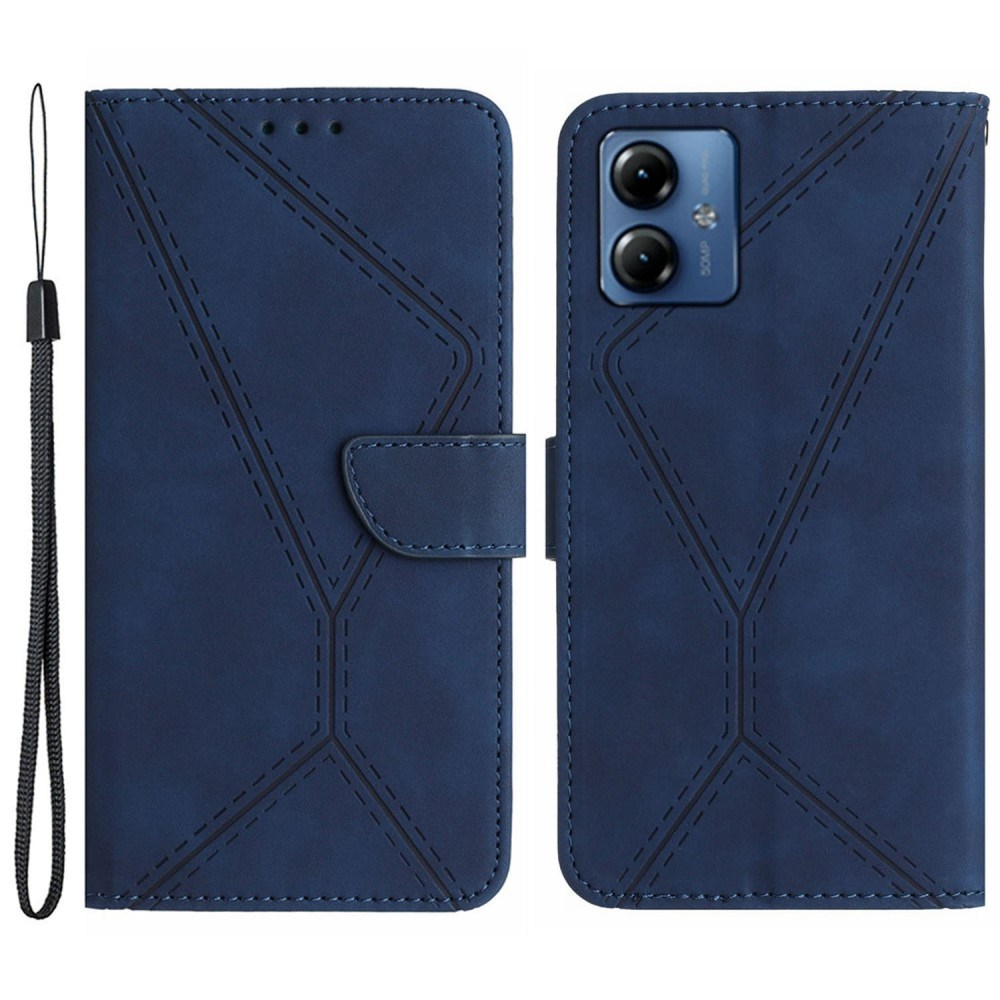Motorola Moto G54 5G - HT05 læder cover / pung - Blå