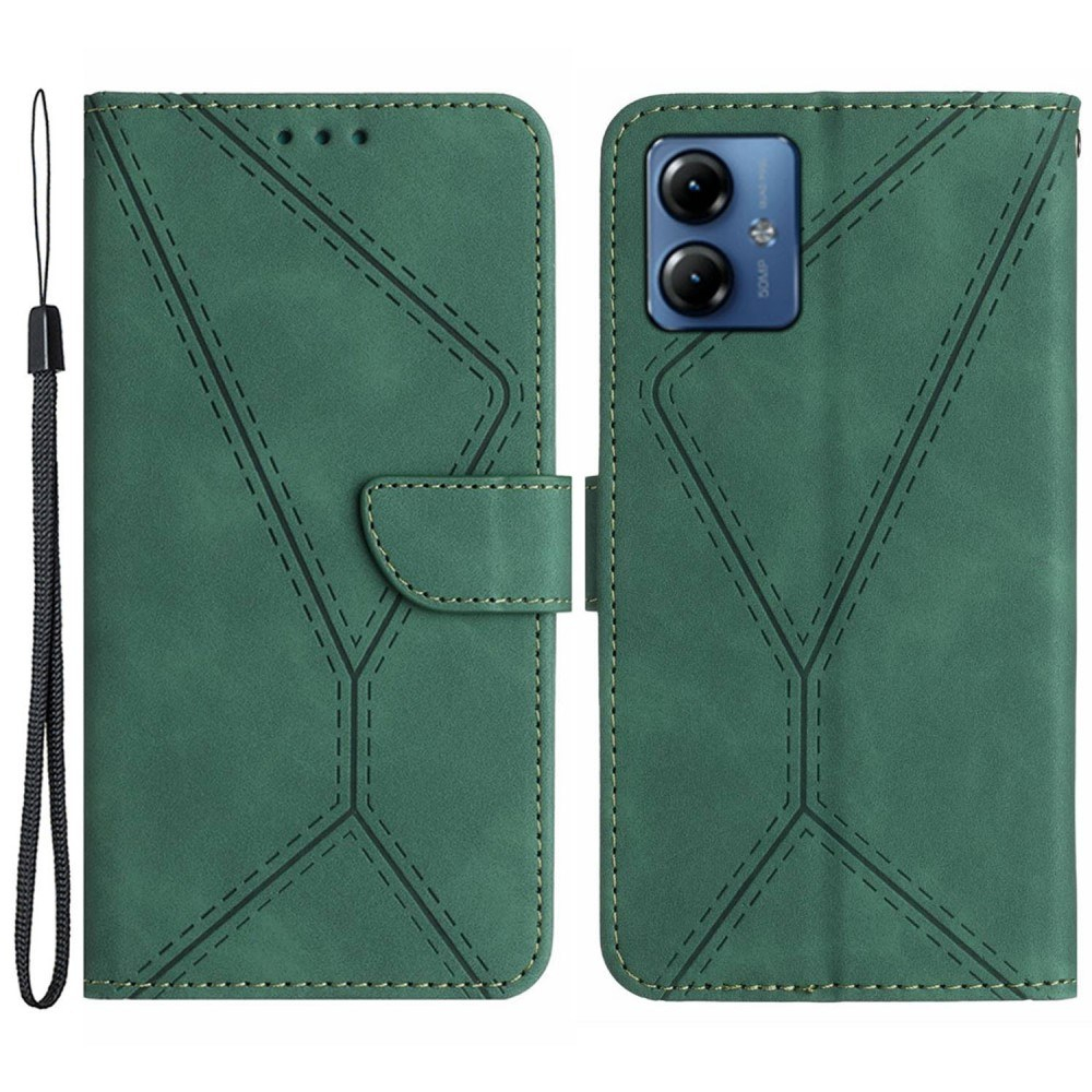 Motorola Moto G54 5G - HT05 læder cover / pung - Grøn