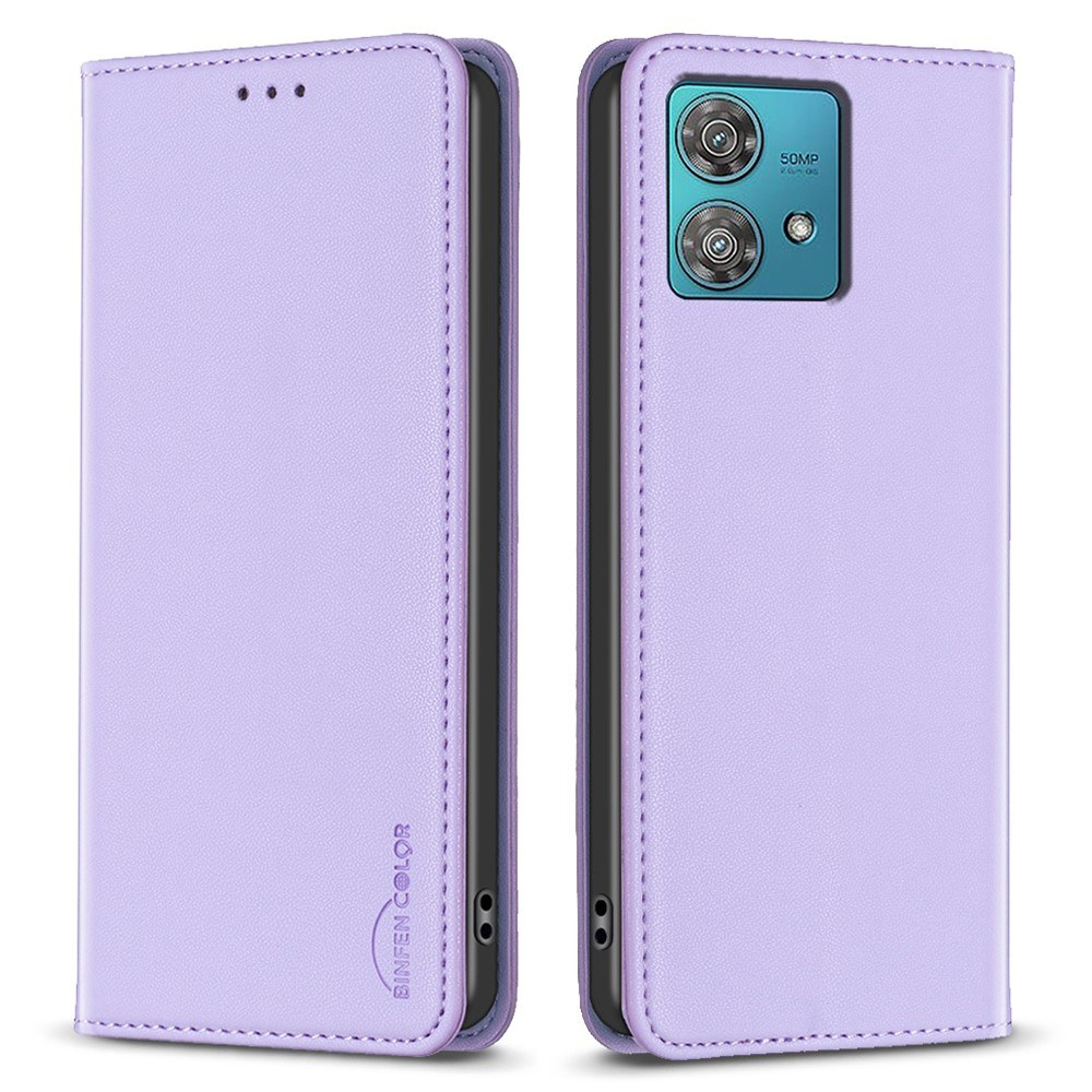 Motorola Edge 40 Neo 5G - BINFEN Slim læder cover - Lilla