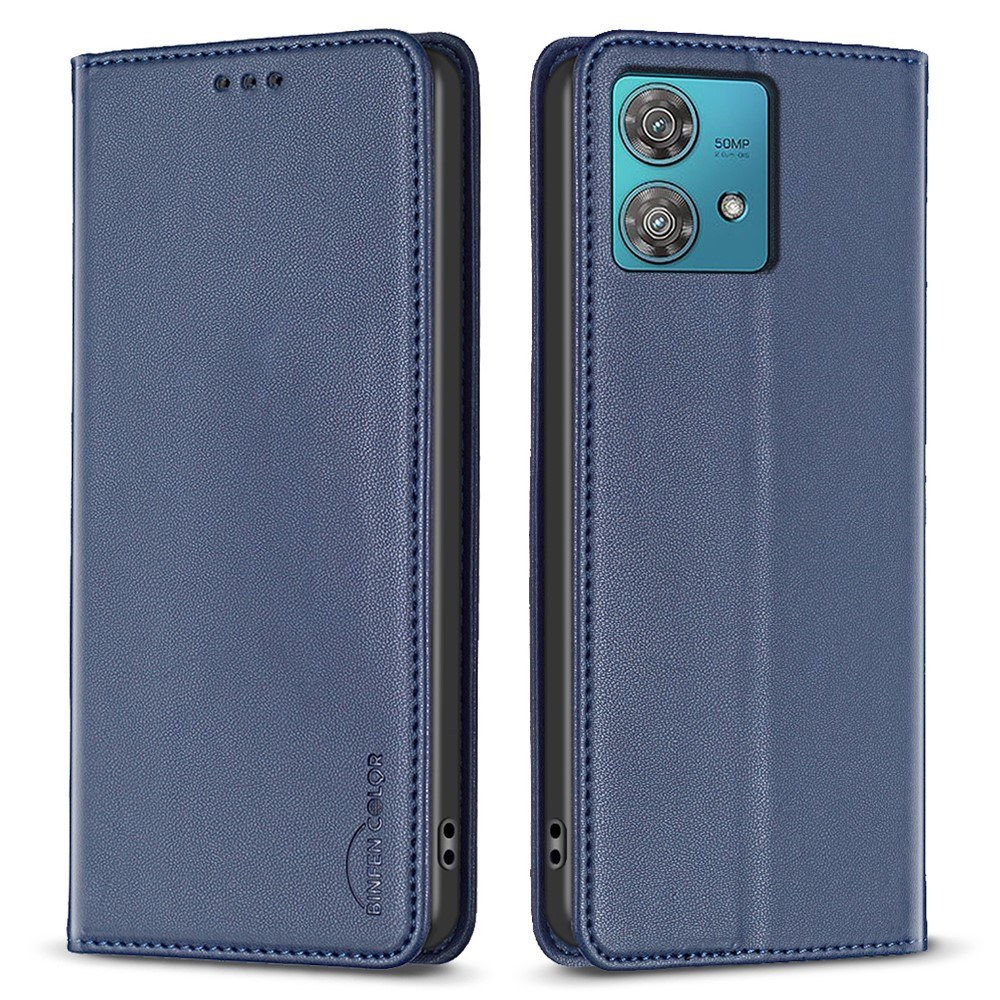 Motorola Edge 40 Neo 5G - BINFEN Slim læder cover - Blå