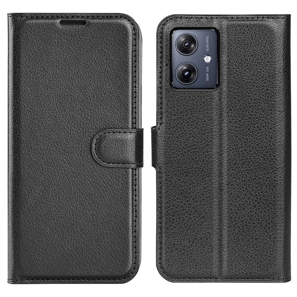 Motorola G54 5G - Læder cover / pung - Sort