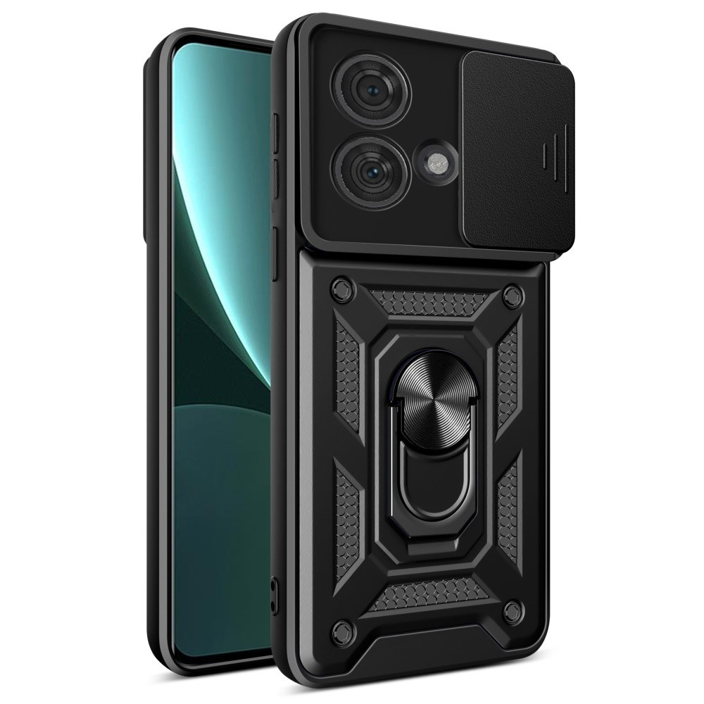 Motorola Edge 40 Neo 5G - SLIDE Hybrid cover med Kickstand & Magnetisk plade - Sort