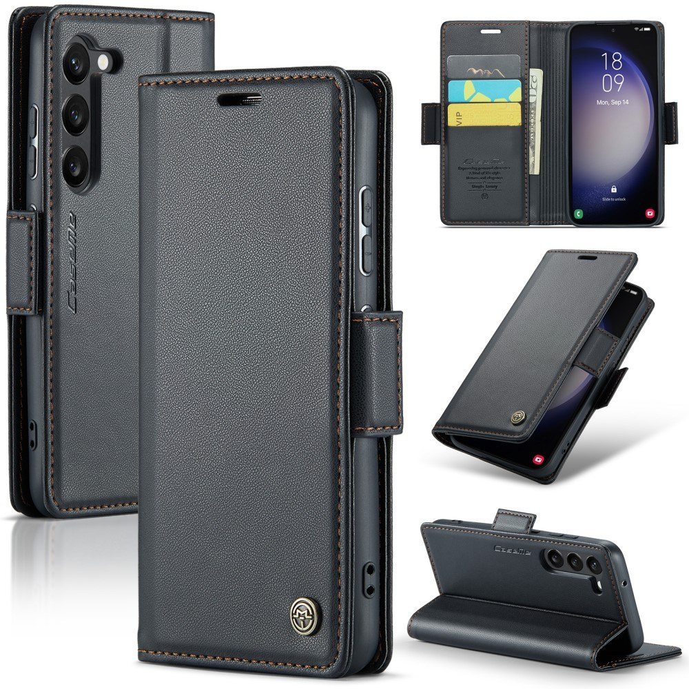 Samsung Galaxy S24 - CASEME RFID læder cover / pung - Sort