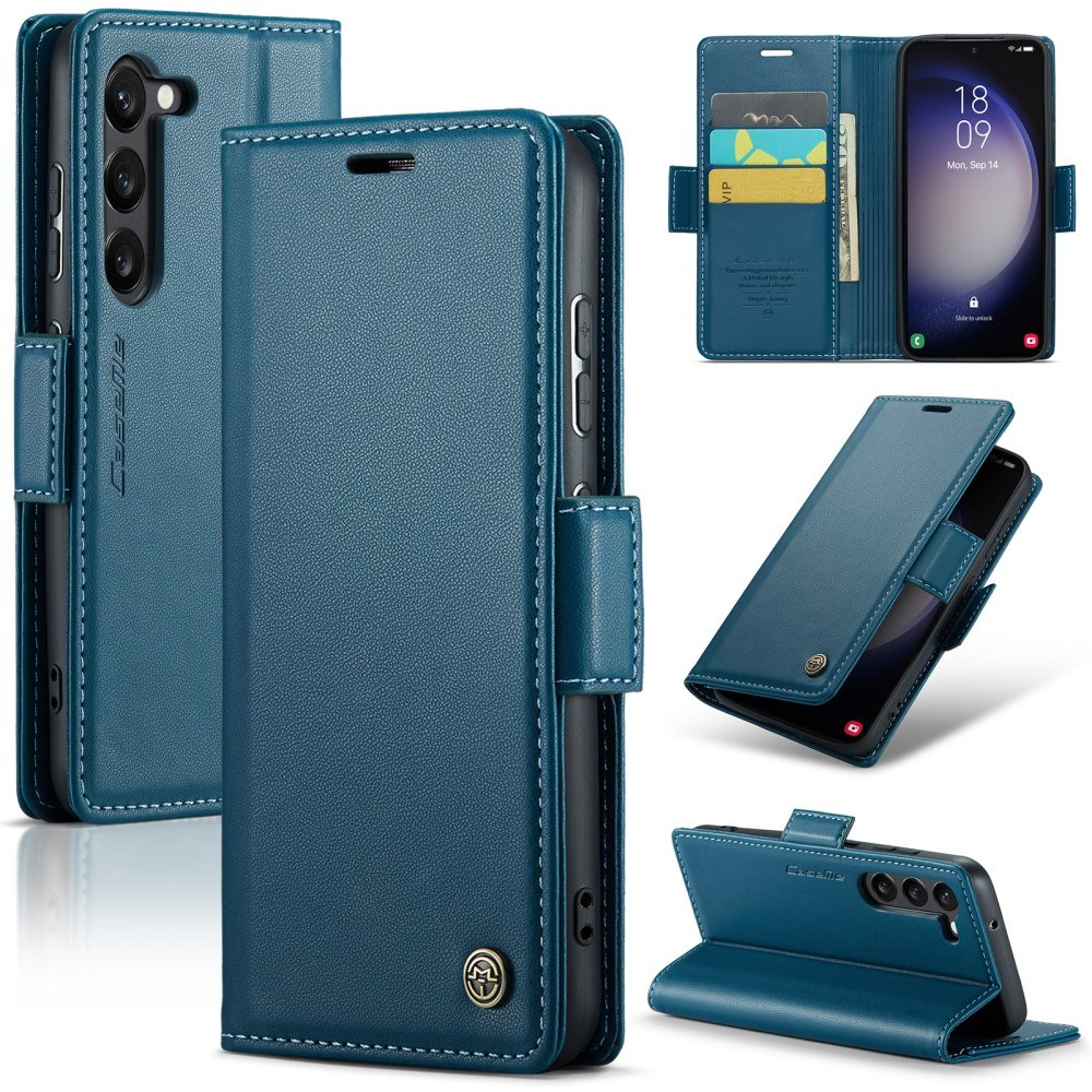 Samsung Galaxy S24 - CASEME RFID læder cover / pung - Blå