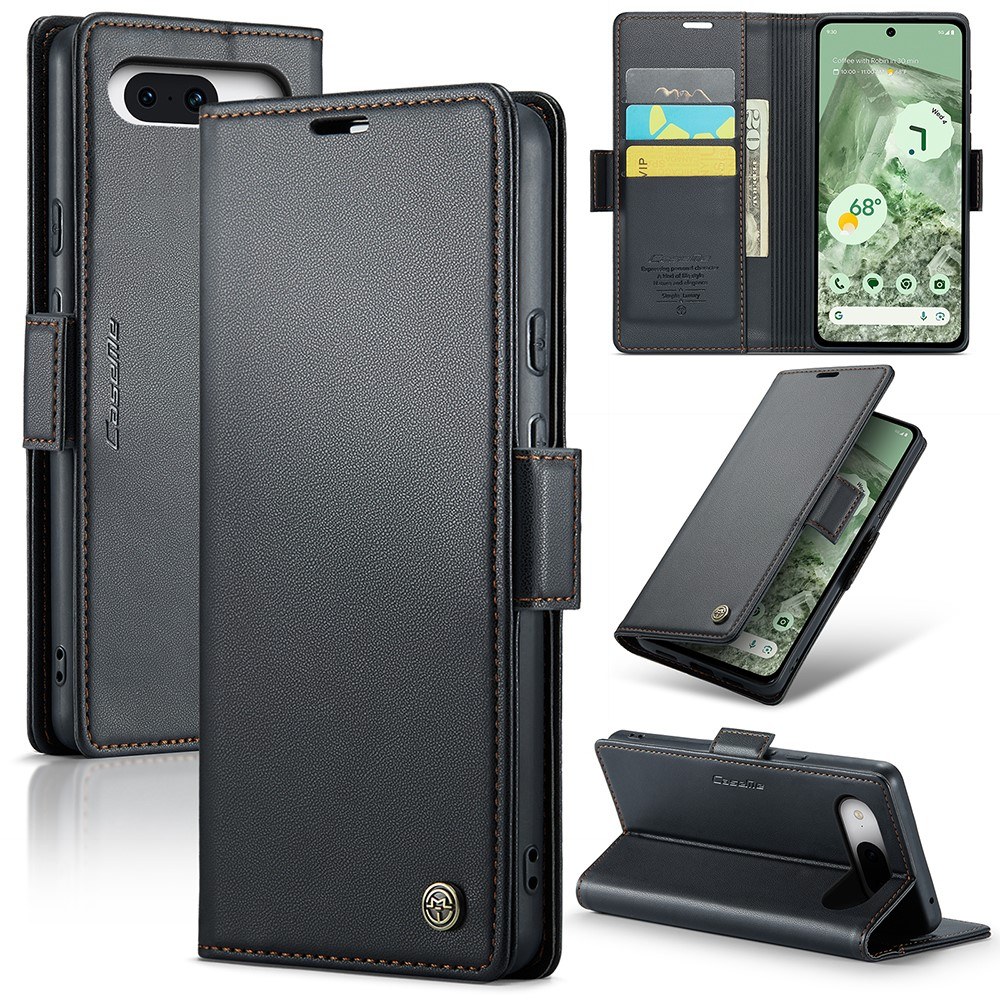 Google Pixel 8a - CASEME RFID læder cover - Sort