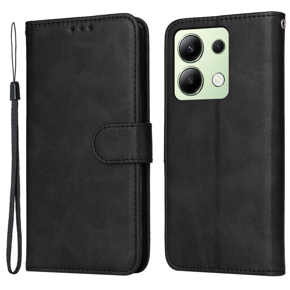 Xiaomi Redmi Note 13 4G - Læder cover / pung - Aftagelig strop - Sort