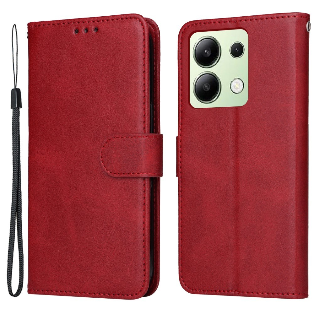 Xiaomi Redmi Note 13 4G - Læder cover / pung - Aftagelig strop - Rød
