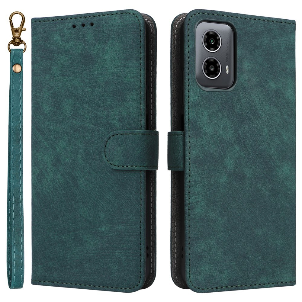 Motorola Moto G34 5G - RFID læder cover / pung - Aftagelig strop - Grøn