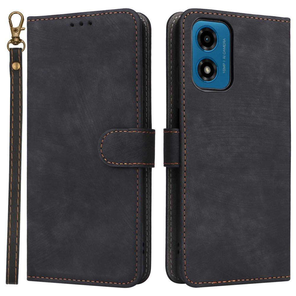 Motorola Moto G04 / G24 - RFID læder cover / pung - Aftagelig strop - Sort