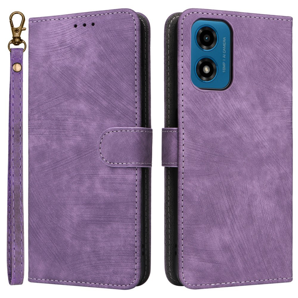 Motorola Moto G04 / G24 - RFID læder cover / pung - Aftagelig strop - Lilla
