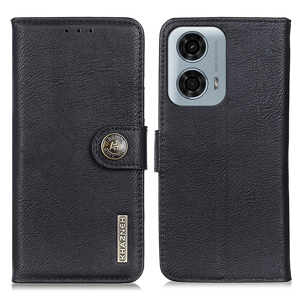 Motorola G24 Power - KHAZNEH læder cover / pung - Sort
