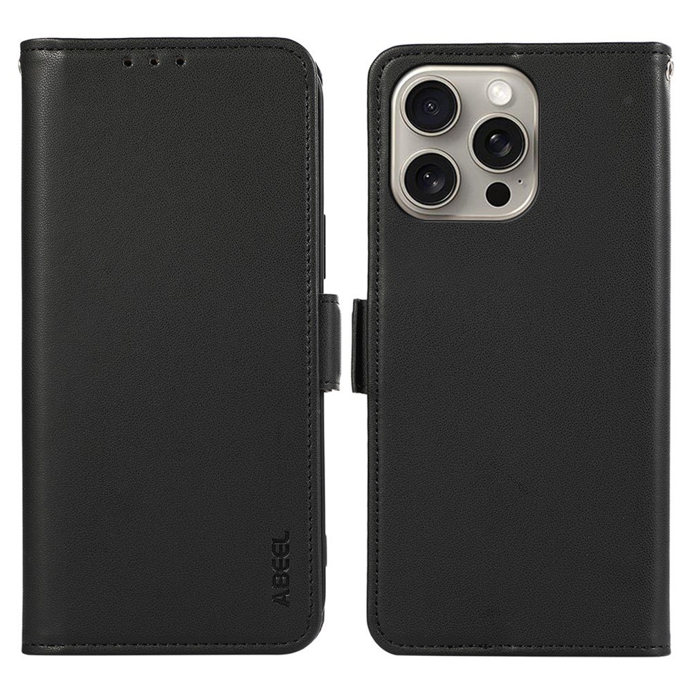 iPhone 16 Pro Max - ABEEL RFID classic læder cover - Sort