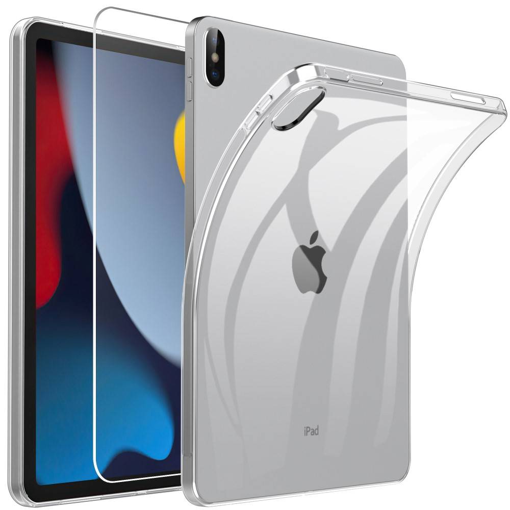 iPad 11 A16 (2025) / iPad 10.9 (2022) - Gummi cover inkl. Hærdet beskyttelsesglas - Transparent