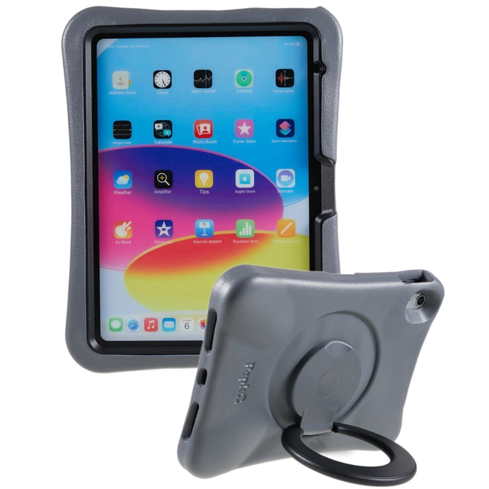 iPad 11 A16 (2025) / iPad 10.9 (2022) - PEPKOO shockproof børnevenligt cover - Grå/sort