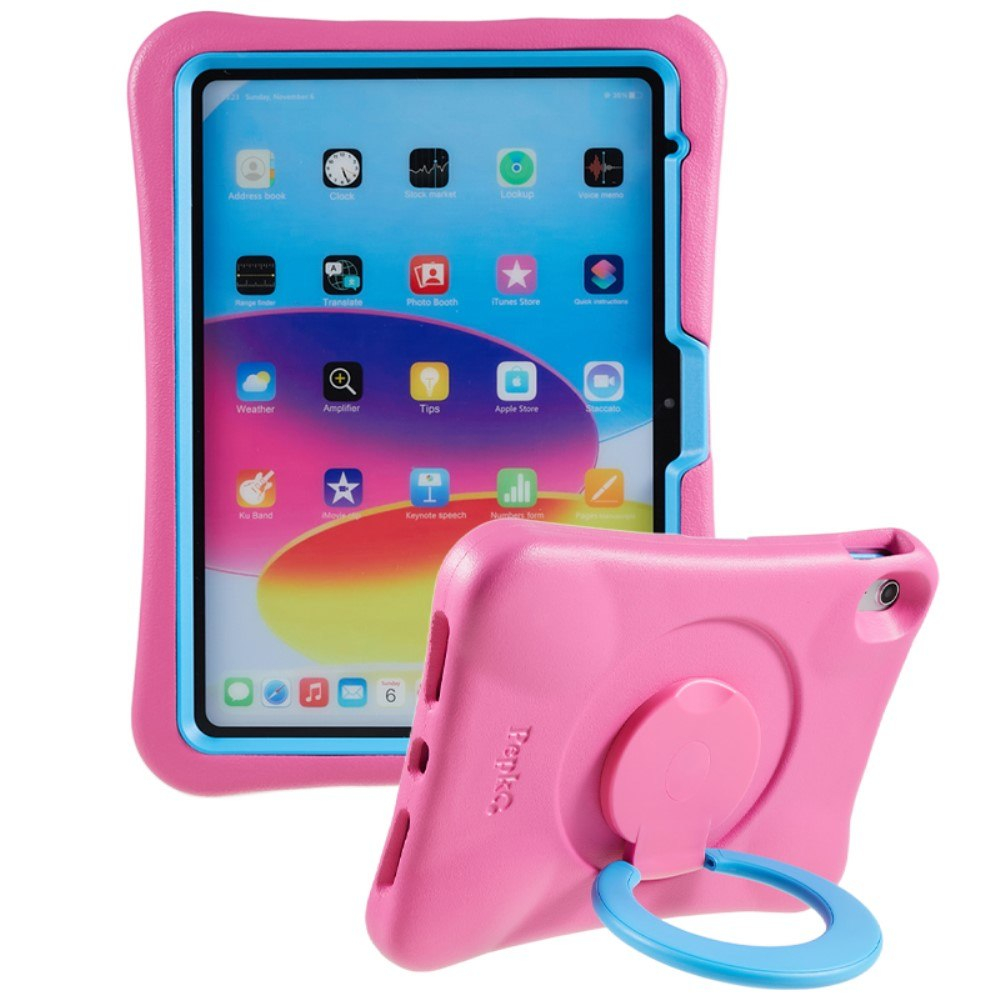 iPad 11 A16 (2025) / iPad 10.9 (2022) - PEPKOO shockproof børnevenligt cover - Rosa/blå billede