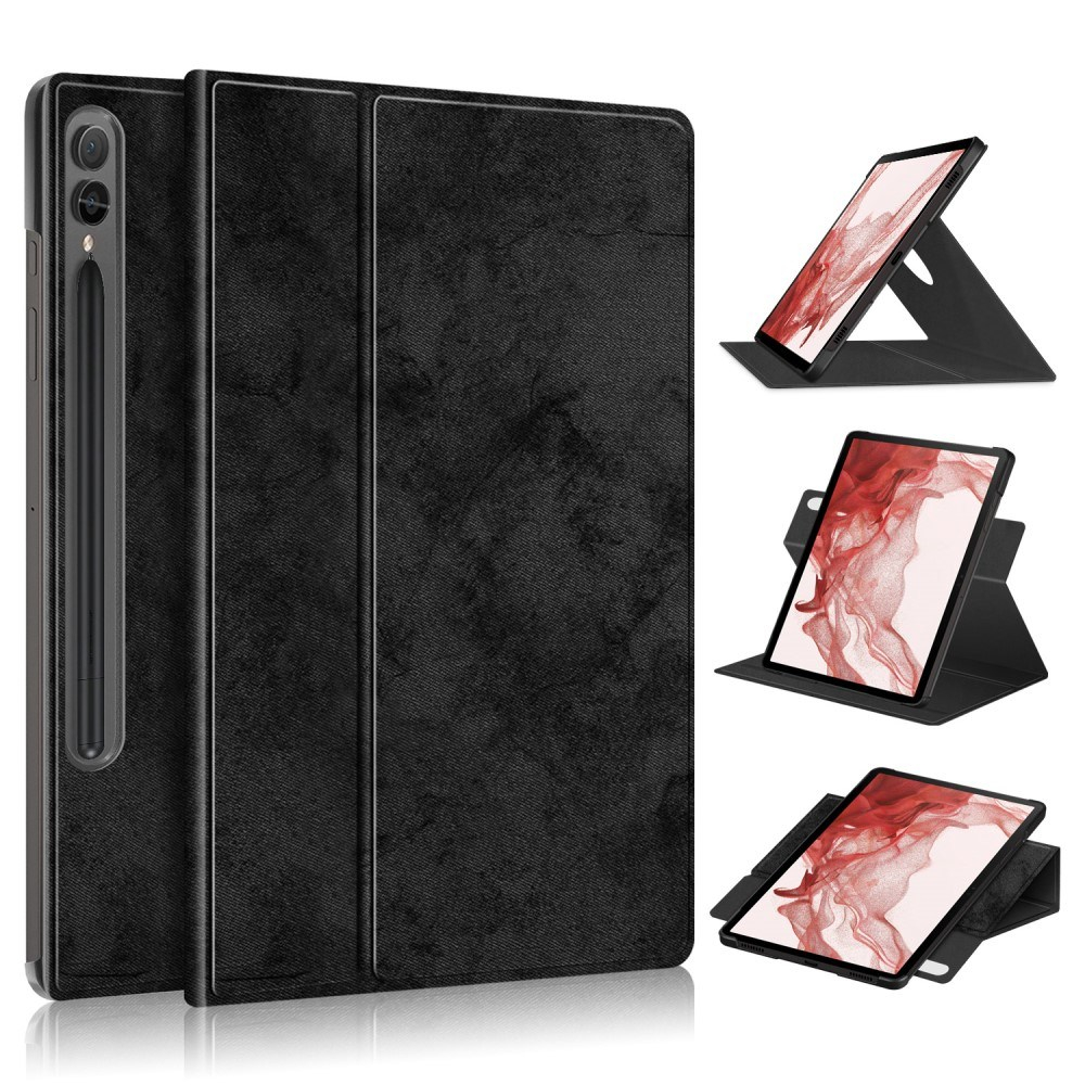 Samsung Galaxy Tab S9 Plus - Læder cover - Roterbar 360 grader - Sort
