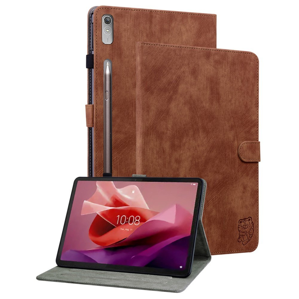 Lenovo Tab P12 - læder cover med kortholdere - Brun