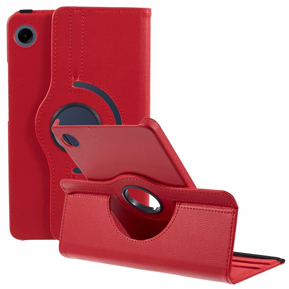 Samsung Galaxy Tab A9 8.7 (2023) - Læder cover 360 grader roterbar - Rød billede