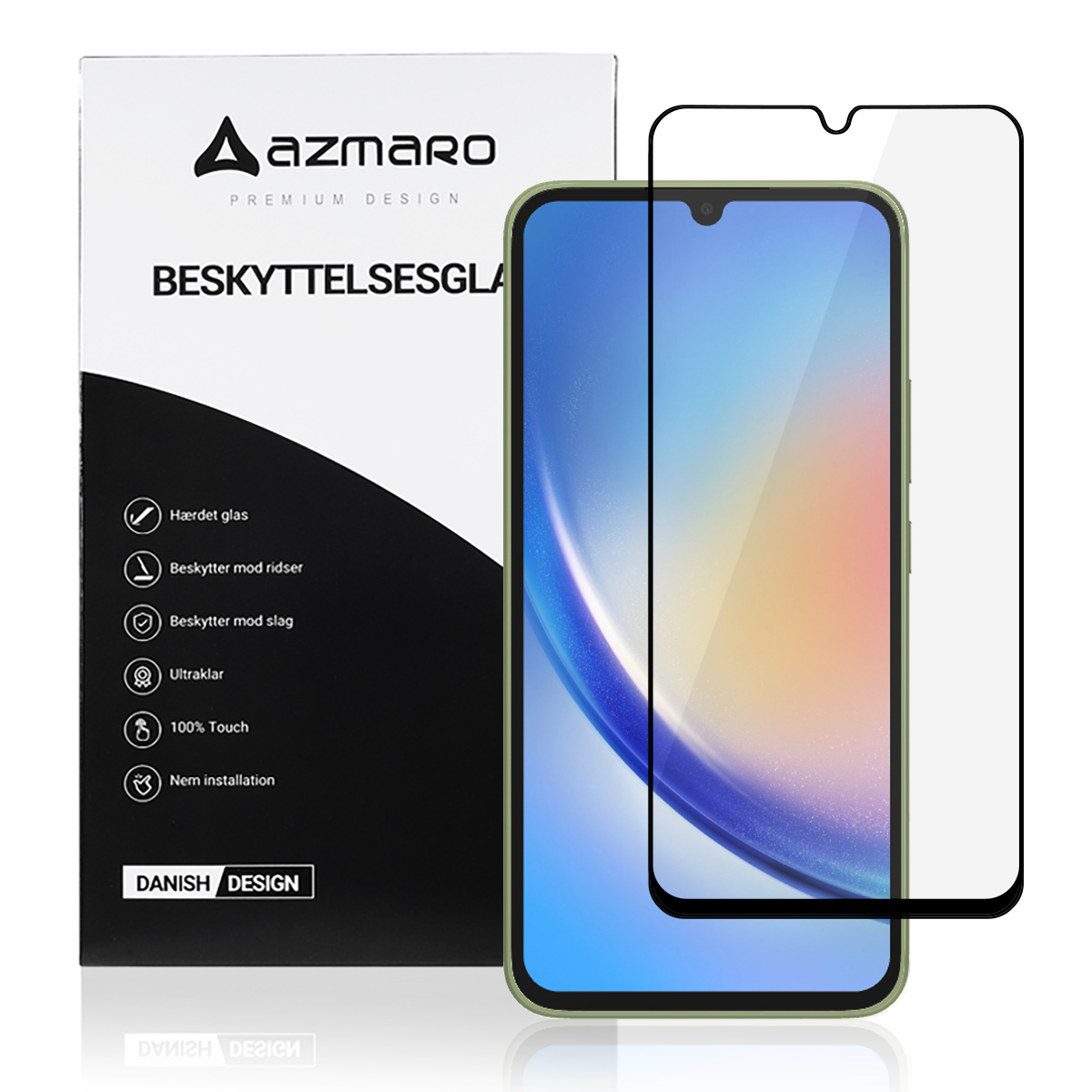 Samsung Galaxy A34 5G - Azmaro Premium hærdet beskyttelsesglas - Komplet dækning