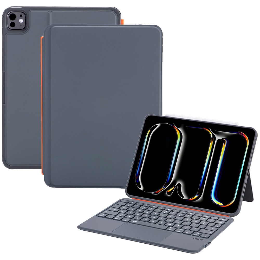 iPad Pro 11 (2022/2021/2020/2018) - Bluetooth tastatur med Touch Pad / Backlight og aftageligt cover - DANSK layout - Sort