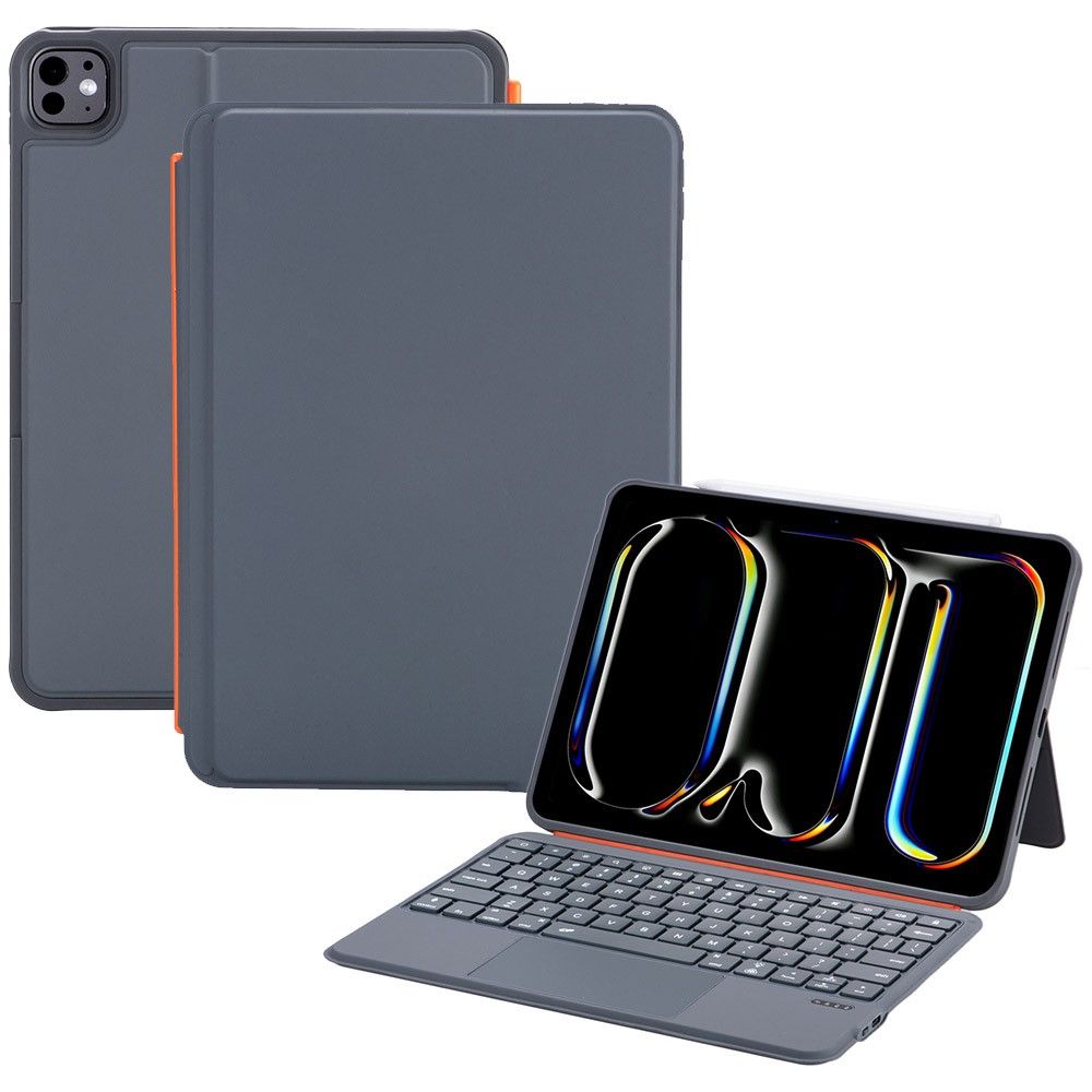 iPad 10.2 (2019/2020/2021) - Bluetooth tastatur med Touch Pad / Backlight og aftageligt cover - DANSK layout - Sort