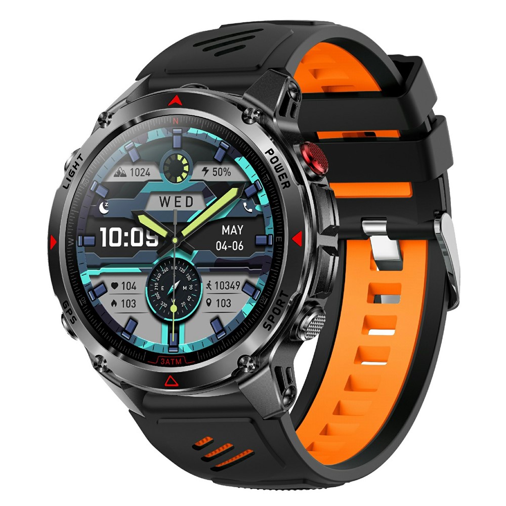 Smartwatch - Vandtæt 30m - Dansk sprog - puls/blodtryk - Bluetooth - Sort/Orange