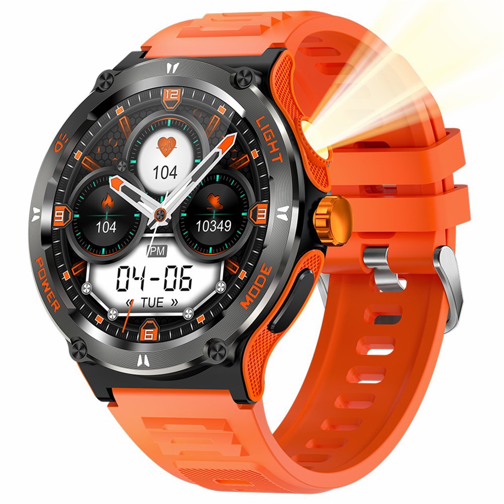 Smartwatch OUTDOOR - Vandtæt, Bluetooth, Puls, Blodtryk - App m/ dansk sprog - Orange