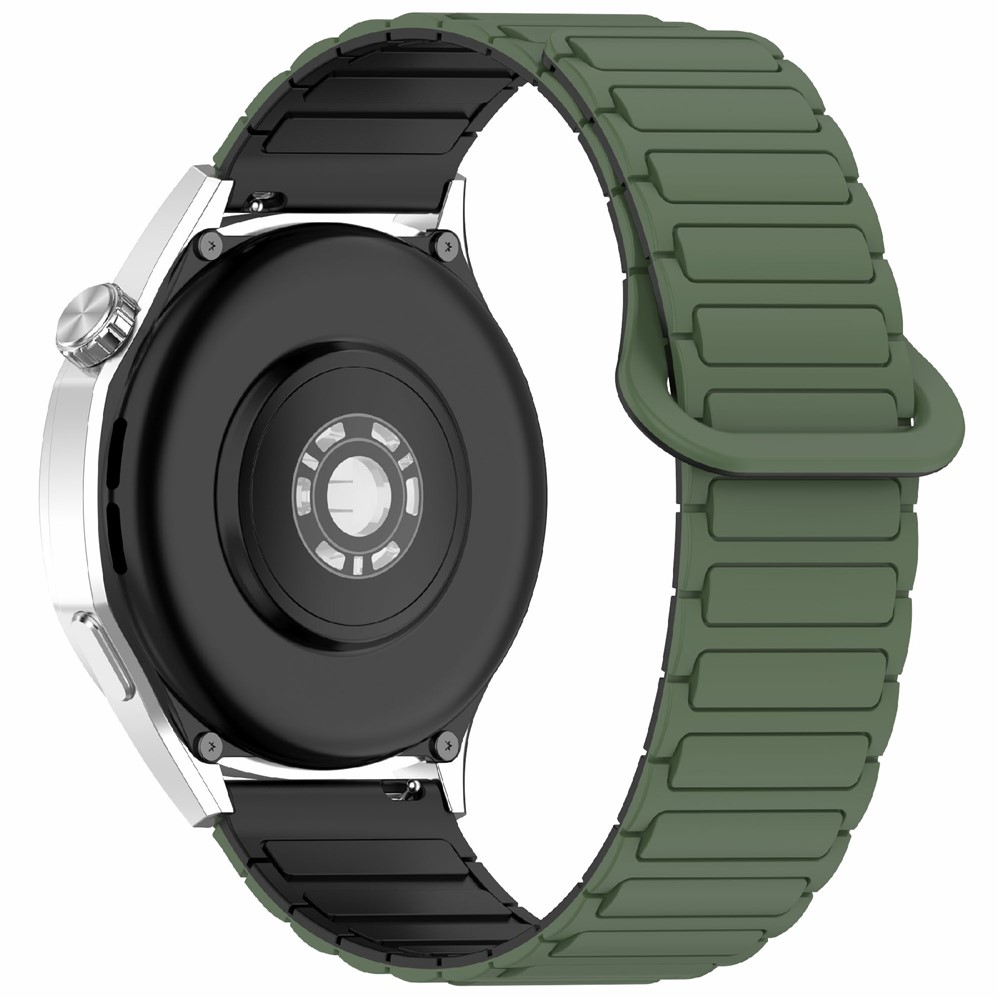 Samsung Galaxy Watch7 /6 /5 / FE - 44/40mm - Magnetisk silikone rem - - til håndled 139mm-220mm - Militærgrøn/sort