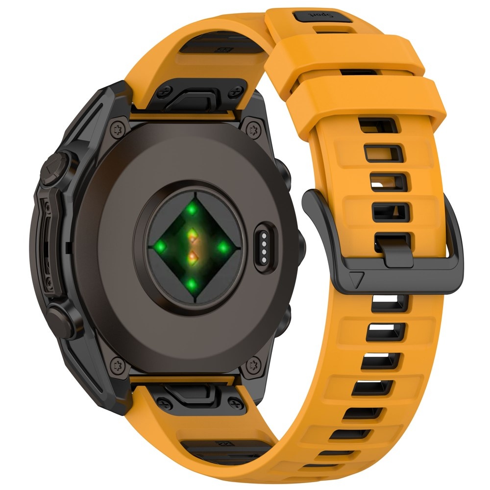 Garmin Fenix 8 / Fenix 7X / Fenix 6X - Urrem i silikone 26mm - Orange/sort