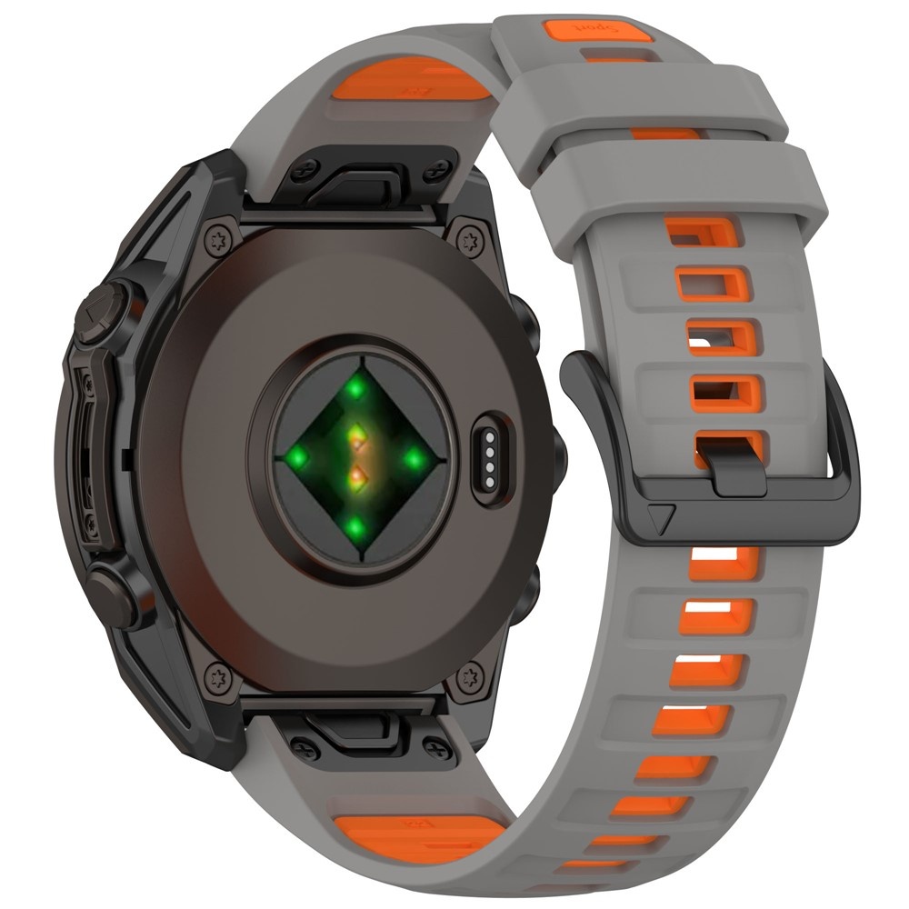 Garmin Fenix 8 / Fenix 7X / Fenix 6X - Urrem i silikone 26mm - Grå/Orange