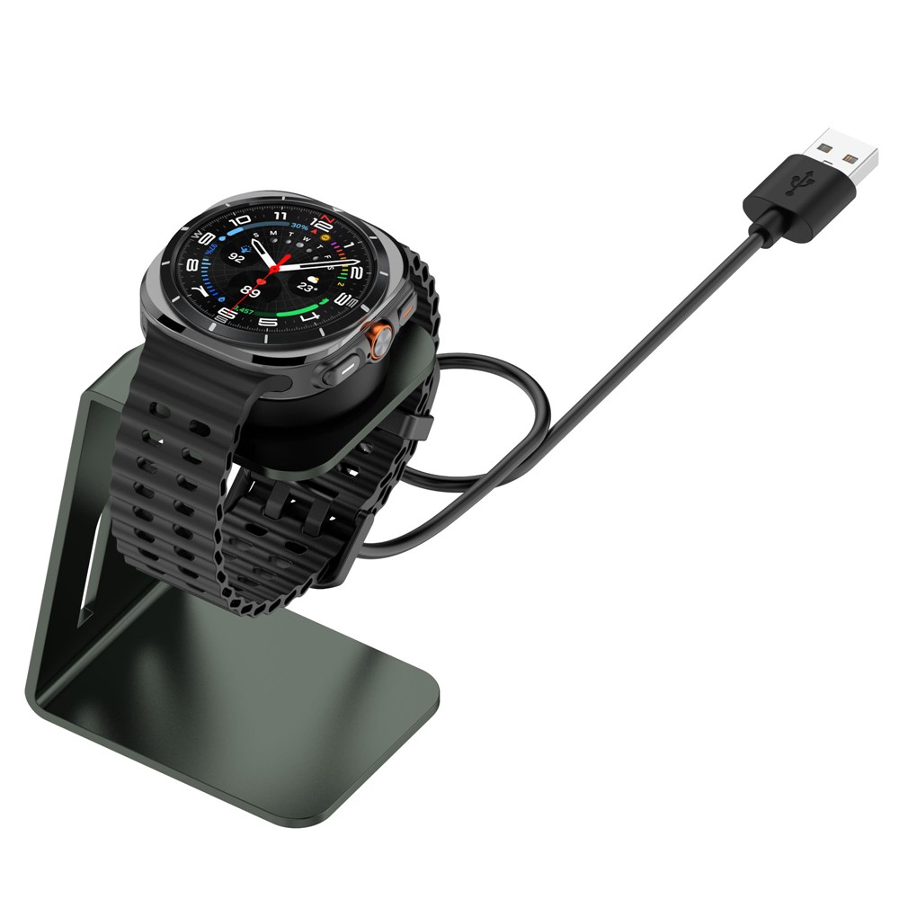 Samsung Galaxy Watch Ultra / Galaxy Watch7/6/5 - Magnetisk oplader dock i metal - 1.5m - Sort