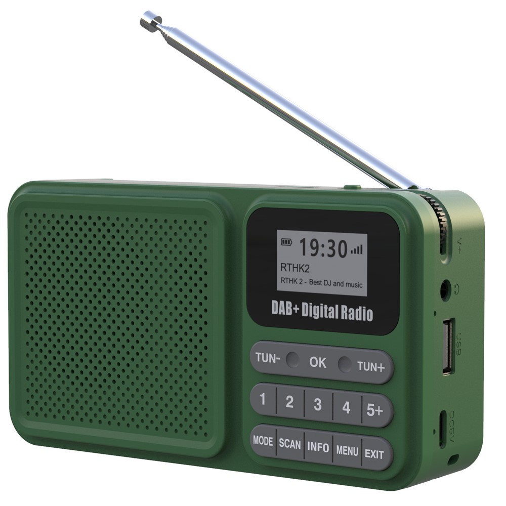 Solcelledrevet Radio P11 med DAB, FM og Bluetooth -Udskifteligt batteri - Grøn