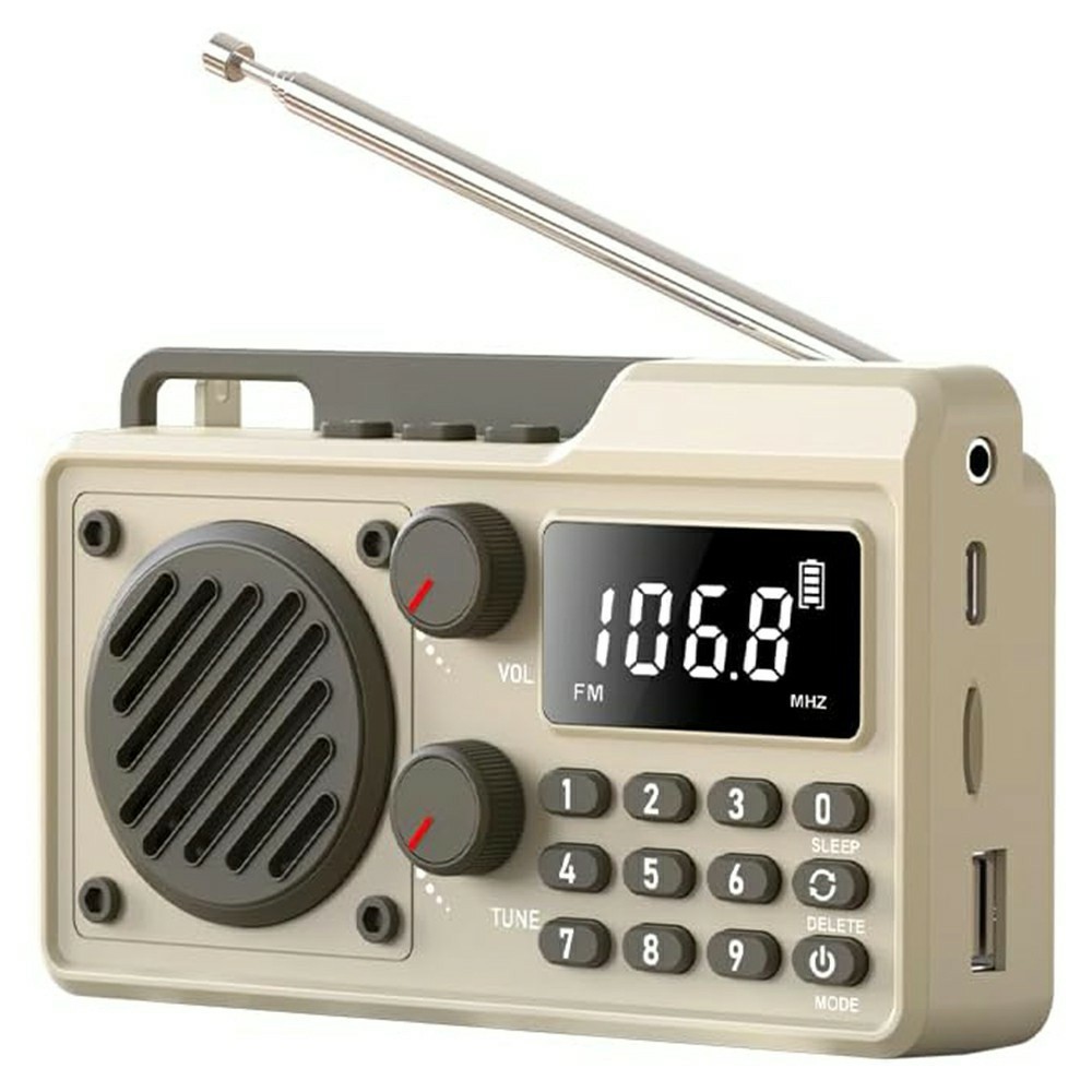 Trådløs radio med Bluetooth - FM / kortlæser / LCD display - Op til 18 Timers Musik