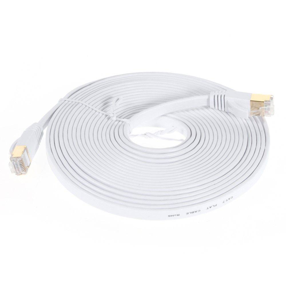 CAT-7 - Ethernet/Netværkskabel Fladt - RJ45 stik - 10 Gbps - 5 Meter - hvid