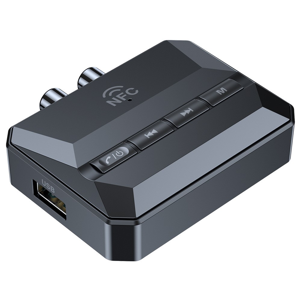 Bluetooth V5.3 NFC audio modtager - USB / TF mikroSD - Sort