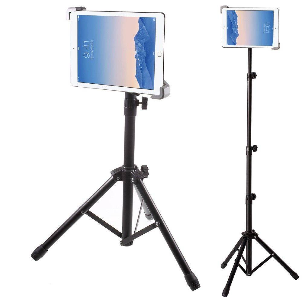 Tripod til iPad / Tablet - Aluminium & Justerbar længde - Sort