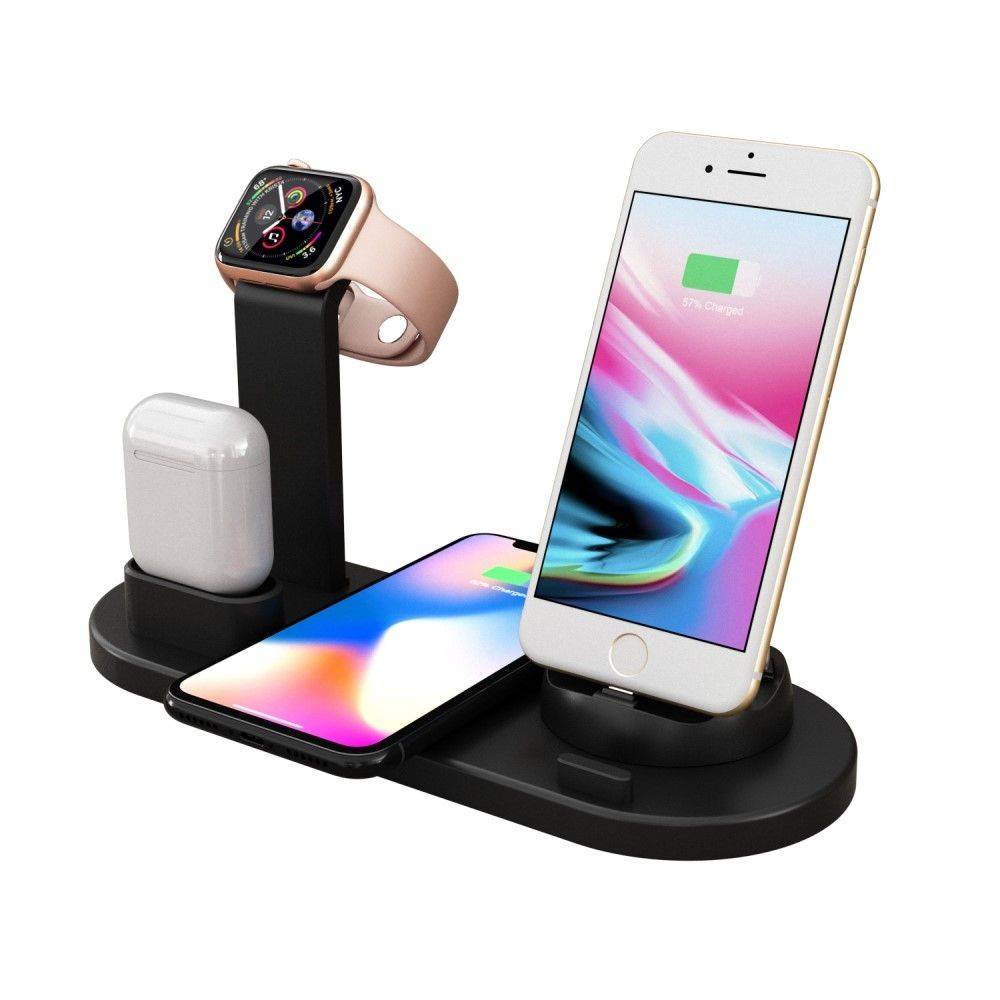 UD15 - 3-i-1 Trådløs Oplader dock til iPhone / Apple Watch / AirPods - Sort